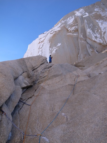 More sketchy rock in crampons.