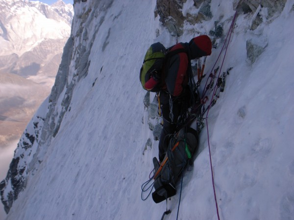 Our bivy spot. We spent three hours chopping a decent ledge that we co...