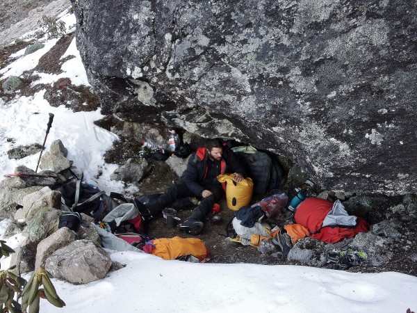 the cave at the snowline. comfortable enough with a bit of digging.