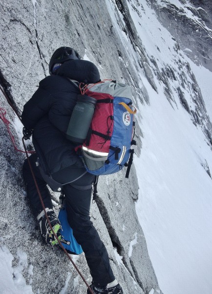 Dan heading out onto the granite to get an anchor in.