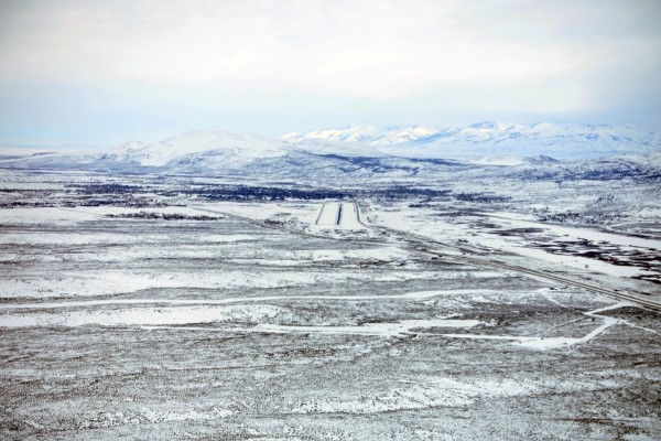 On a long final to Elko's airport