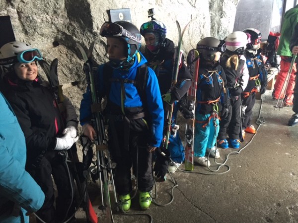 Local kids out for a casual ski descent.