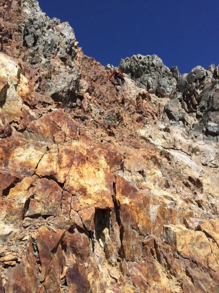 Heading up the "Red Rock" gully