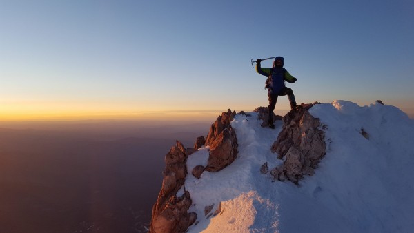 On the summit of Mt Shasta 72 hours earlier, photo credit Alex Yunerma...