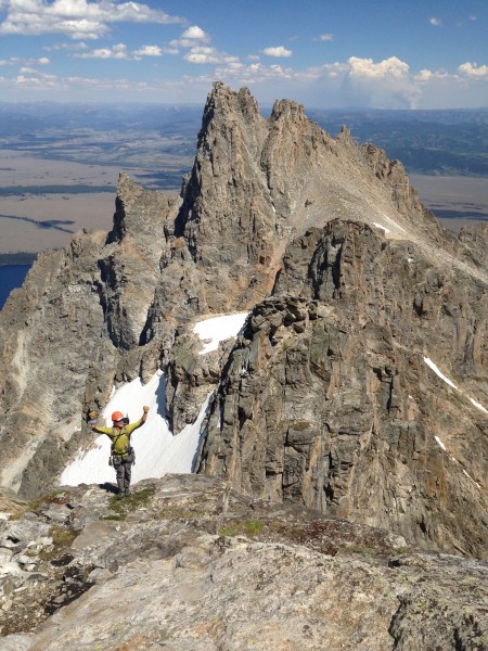 Chuba stoking on the climbing we've covered so far. The west face of T...