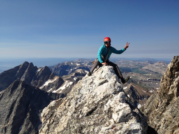 Kev atop the Ice Cream Cone. Mt. Wister, and Buck Mountain in the dist...