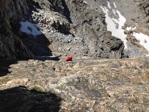 Kevin coming up the 35m 4th class section of Nez Perce.