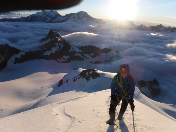 stoked on sunrise along the hohlaubgrat, allalinhorn 4027 meters/13,21...