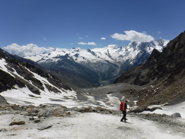 limping down the final descent snow slope...ice axe back in hand