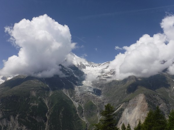 weisshorn and bishorn hiding in the clouds