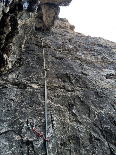 The wall below the chockstone.