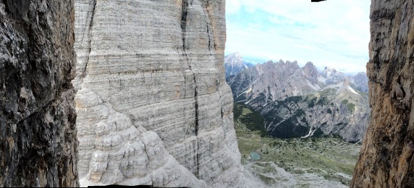 The East face of the Cima Ovest from the chockstone belay. It may look...