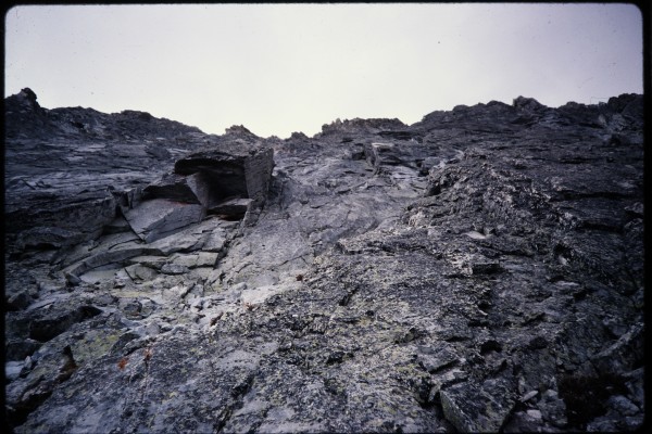 The rock on the lower part of the middle section above the overhangs w...