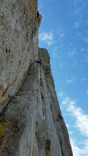 Beautiful pitch! 5.9 to a 5.10b move.  Altitude could be felt.