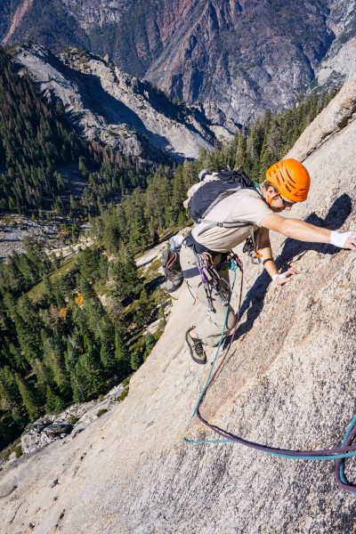 chaz following. looong ways down to the canyon floor