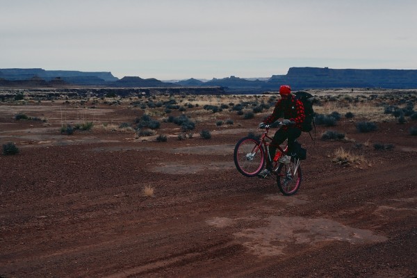 Steve stunting for the cameraman.  Notice the safety head gear  were...