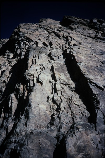 Looking up at the dihedrals we climbed on the lower part of the east f...