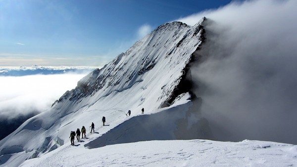 Looking to the Barre des Écrins from the Dôme de Neige