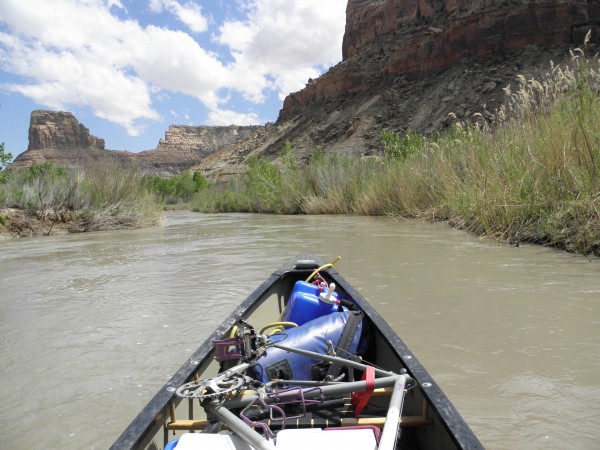 Paddling out to the bridge at Buckhorn Wash.