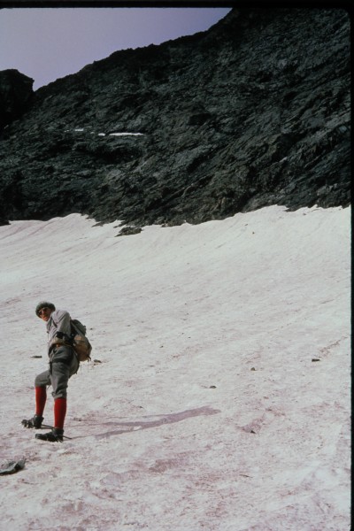 Nick higher up on the ice field below the north face.