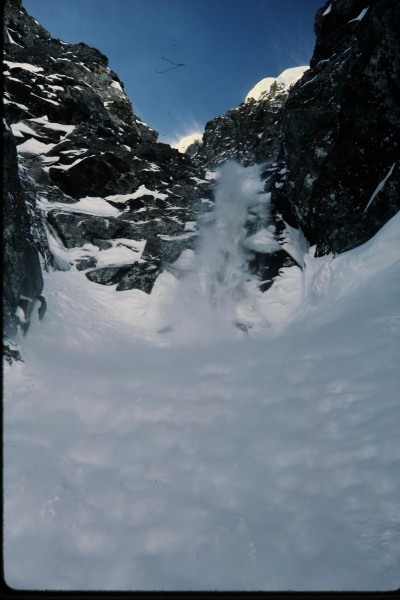 Spin-drift avalanches poured down the cliff band every few minutes.  T...