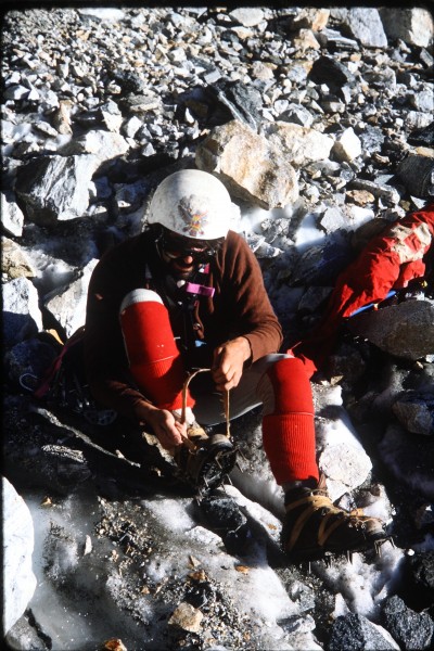 Charlie gearing up for the Teton glacier.