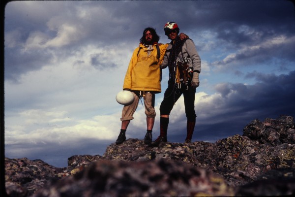 Charlie and me on the summit of the Grand.  The clouds in the backgrou...