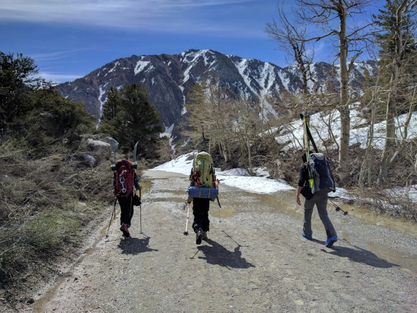 Hiking out on North Lake Road