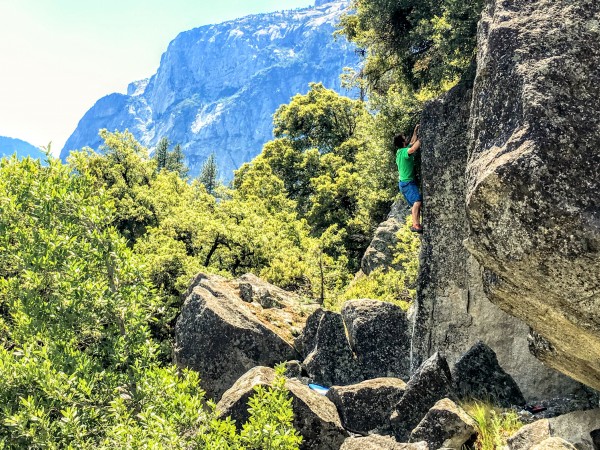 Kalen Glenn on the first ascent of The Lookout Tower, V5 R/X