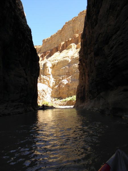 Entering upper Chute Canyon formed by the thick White Rim Sandstone.