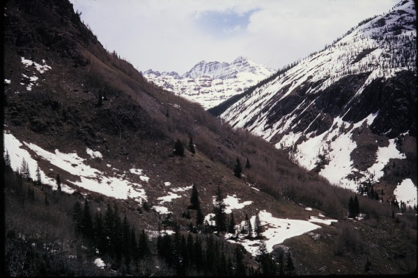 Looking up the Crystal River Valley towards the Maroon Bells.