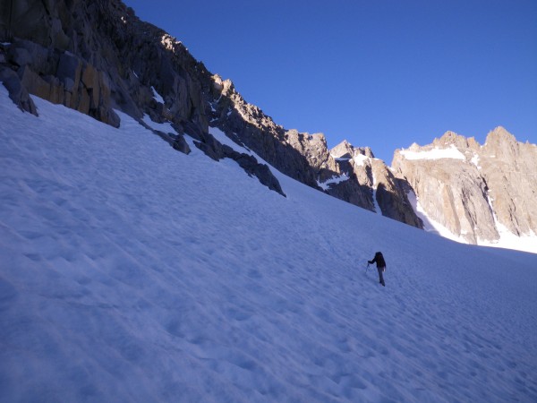 Justin traversing the Palisade Glacier