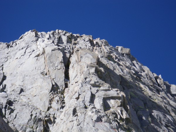 Swiss Arete crux pitch -- 5.9 hand crack in the sun, 5.7 right-facing ...