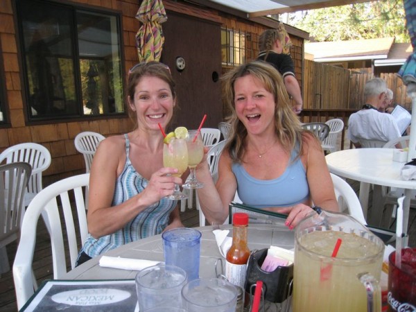 Nath and Linda celebrating after a great day of climbing