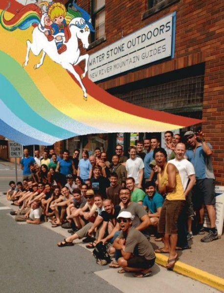 Homo Climbtastic in front of Waterstone Outfitters