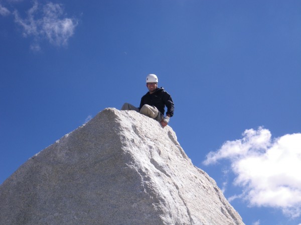 Justin atop the summit &#40;5.6R mantel&#41;