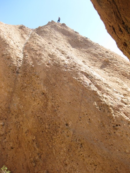 Chris at the top of Spider's Line &#40;5.6&#41;