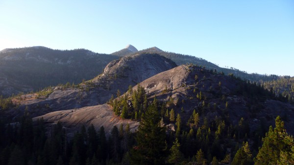 Looking back at Liberty Cap and Mt. Broderick, with Mt. Starr King in ...