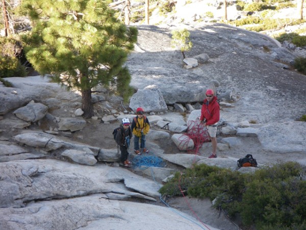 Partway up the first pitch, belayed by Dave