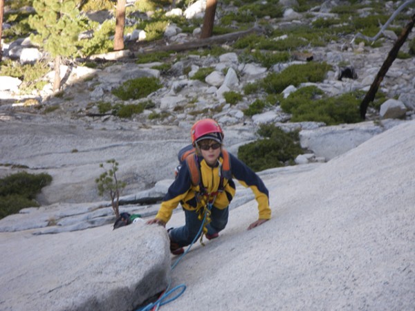 Ryle looking stylish, climbing the slab just like he's supposed to, lo...