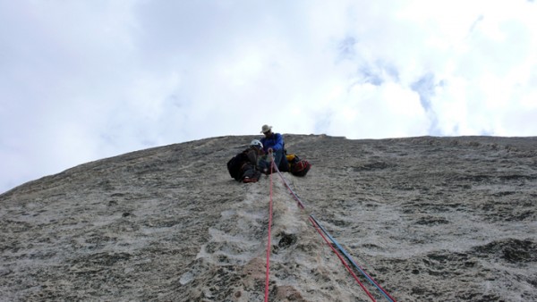 Ry and Saw with me at the top of the 4th pitch.  Photo by Dave