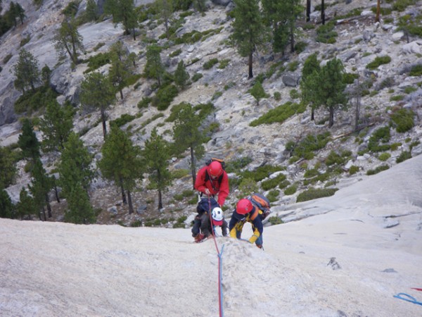 Dave and the boys untangling the belay