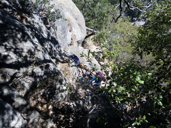 A little scrambling to gain the upper part of the use trail.