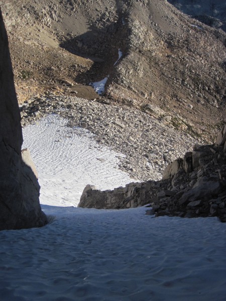 Looking back down the left branch of the Feather's N Couloir - 9/12/10