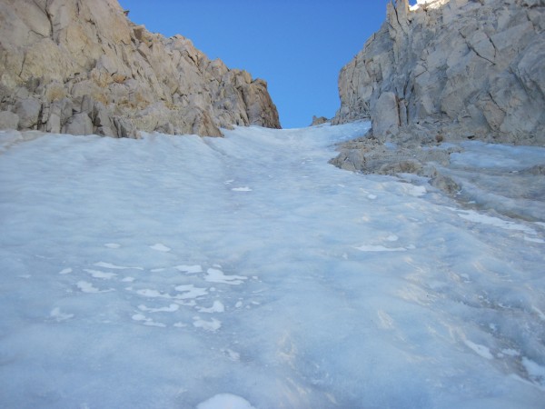 Nearing the steepest ice in the Feather Couloir - 9/12/10