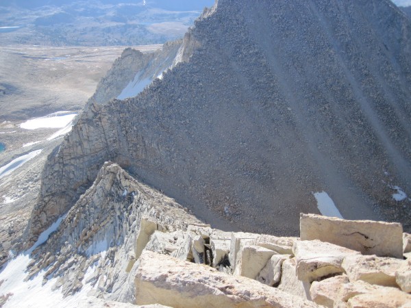 Descent gully &#40;at col between Royce and Feather&#41; is visible ne...