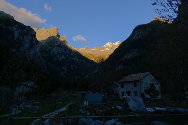 Monte Disgrazia at sunset, the furthest summit in the sun.