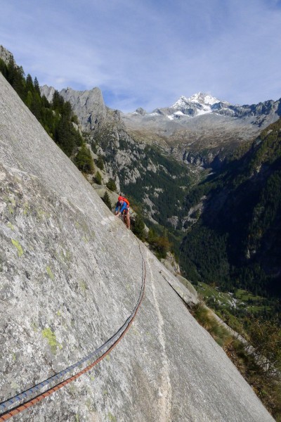 Pitch 8, almost at the top, Monte Disgrazia in the background