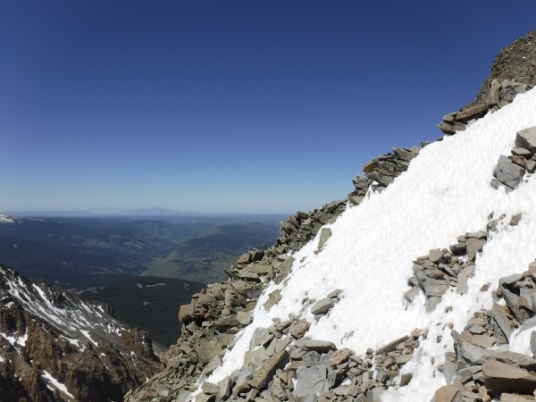 Conditions high on the south slopes of El Diente. It gets steeper the ...