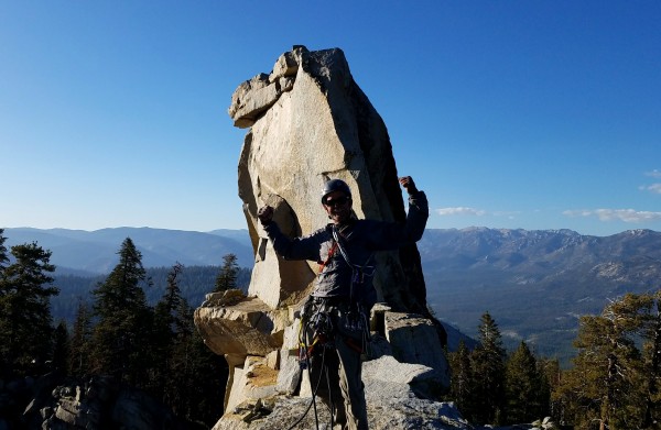 Gary on the summit patio getting psyched to lead out to the summit blo...